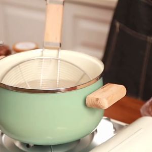 Stainless Steel Food Colander with wood handle/Oil Strainer/Oil Filter/Colander Mesh