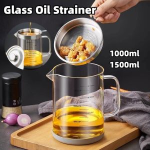 Glass Oil Filter Kitchen Seasoning Tank Oil Tank Impurity Separator Fine Mesh Oil Filter Container Cooking Tool Kitchen