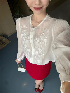 YUFUQING | Elegant French Embroidered Long Sleeve Womens Top And Skirt Set High Waist A-Line Mini Dress Fashionable Business Casual Outfit