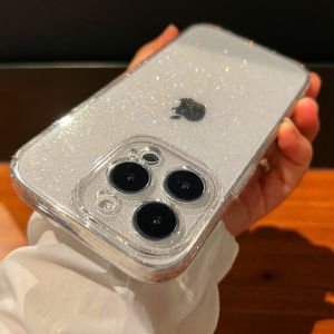 Bling Glitter Clear Case For iPhone 16 15 Pro Max 14 13 12 11 XR X XS 16 Plus Lens Protection Shockproof Transparent Soft Cover