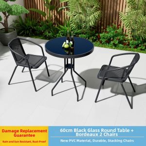 HEIFAN | Outdoor Patio Set Outdoor Rattan Table and Chairs 3 Pieces
