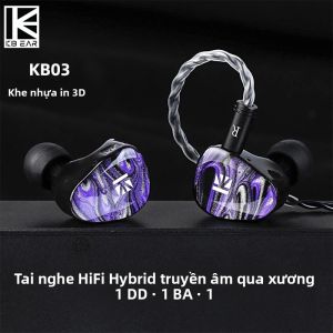 Tai Nghe Giám Sát Âm Thanh Trong Tai KBEAR KB03 DD BA Bone Conduction Hybrid HiFi Với Cáp 2 Chân 078mm Có Thể Tháo Rời Dành Cho Chơi Game Và Thể Thao