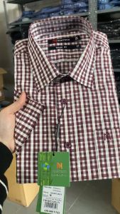 Sơ Mi Caro Tay Ngắn Màu Đỏ Đô - Trắng Form Tailor Fit Chống Nhăn Lai Ngang - Áo Nam Khatoco