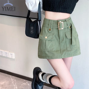 YIMEI Chân Váy Denim Quần Culottes Nữ Thời Trang Hot Girl Chân Váy Ngắn Hông Túi Mỏng Cạp Cao Váy Mới Mùa Hè 2022