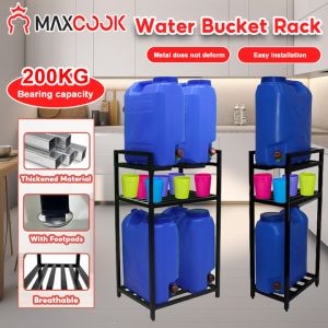 Maxcook Water Gallon Rack Stand Metal Rack for Water With An Additional Layer For Cups For Storage Bucket Dispenser Heavy Duty Water Organizer Rack Shelf Water Tank Bracket