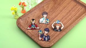Bộ 4 Ghim Cài Áo Hình Hoạt Hình Anime Cậu Bé Chơi Bóng Chuyền Chất Liệu Giả Cổ Kim Loại Dùng Làm Huy Hiệu Cài Áo Thời Trang Quà Tặng Bạn Bè