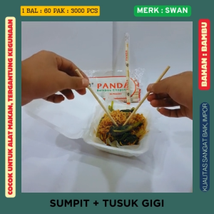 1 BALL 3000 PASANG SUMPIT BAMBU PANDA KOKI PANDA PANDAI SUMPIT PANDA BESAR TUSUK GIGI KAYU KEMASAN STERIL HIGIENIS BAKMI MIE KOKI PANDA GROSIR BAL