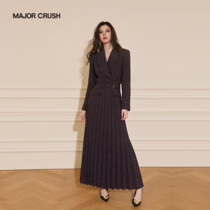 Chic French Tweed Violet Wooden Fragrance Dress