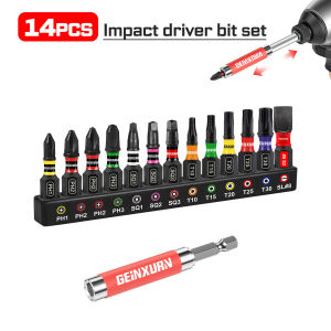 Geinxurn Impact Driver Bit Set Self-Retracting Guide Sleeve Bit Holders with Sleeve with CRV Steel for Home Use