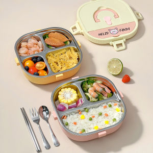 Hộp Cơm Trưa Bento 3/4 Ngăn WORTHBUY Dành Cho Trẻ Em Và Học Sinh Hộp Đựng Thức Ăn Bằng Thép Không Gỉ An Toàn Cho Lò Vi Sóng Không Rò Rỉ Thân Thiện Với Môi Trường
