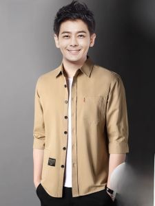 ROMON | เสื้อเชิ้ตยีนส์ชาย Romon ทรงหลวม แขนสั้น 7 ฟุต ผ้าฝ้ายแท้ ไม่ต้องรีด ฤดูใบไม้ผลิ ฤดูใบไม้ร่วง ฤดูใบไม้ร่วง เสื้อเชิ้ตทำงานสุดเท่