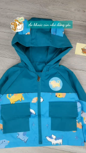 [HỎA TỐC] Áo khoác cho bé trai 9-26Kg vải dù giữ ấm áo gió 2 lớp chống nắng có mũ phối tai nổi hình cún nhỏ đáng yêu AKCN Urombaby