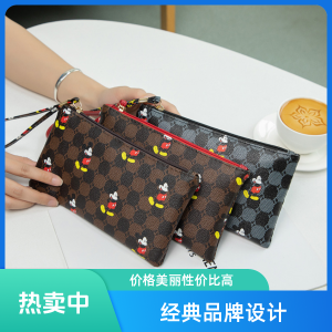 New 2025 Large Capacity Ladies Clutch Wallet Floral Print Zipper Coin Purse Fashionable Retro Handbag Soft PU Leather Wallet