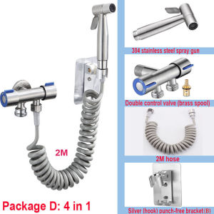 Personal Care Hand Held Spray Portable Bidet Toilet Sprayer Dual Control Angle Valve Stainless Steel Bathroom Accessories Bidets