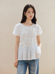 INMAN | Cotton Brocade Embroidered Hollow-out Blouse
