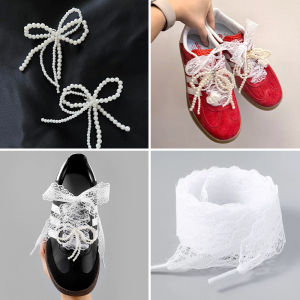Lace Shoelaces Ballet Style Pearl Shoelace Tips