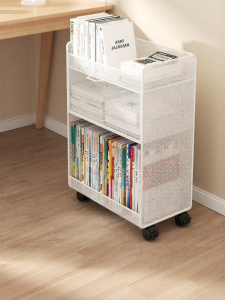 Desktop Floor Standing Bookshelf Multi-layer Storage Shelf with Wheels
