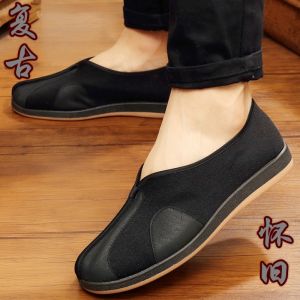 Soft Bottom Work Shoes Mens Beijing Style Cotton Shoes Middle-Aged And Elderly Wear Comfortable Flat Heel Ethnic Style Footwear
