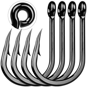 PROBEROS 50 ชิ้น 2/0 # -10/0 # Heavy Duty Black Jig Hooks Deep Sea เกมใหญ่น้ําเค็มตกปลา Hook Pesca Fishing Tackle อุปกรณ์เสริม