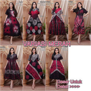 Daster Cap Malaman Viral Anti Luntur Motif Merah Ada Saku Rayon Super Busui Ada sakunya By Trendy