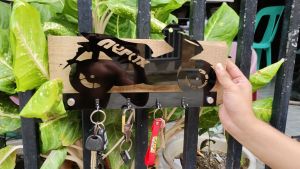 Aerox Motorcycle Black Wall Mounted Key Holder: 4 Hooks & Decorative Key Hanger