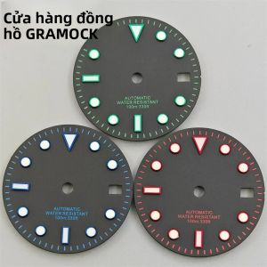 Mặt Số Đồng Hồ GRAMOCK 29mm Với Chỉ Số Phát Sáng Màu Xanh Lá Cây Đen Xanh Đỏ Màu Sắc NH35 Bộ Máy Tương Thích 3.0/3.8 Bộ Phận Sửa Chữa Đồng Hồ Vương Miện