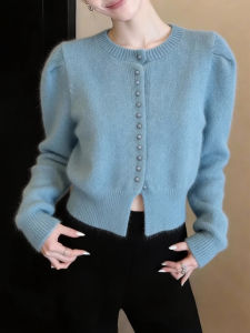 QINGNAER | Puff Sleeve High-Class Knitted Cardigan