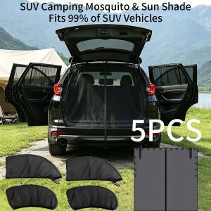 5 Piece Car Mosquito Net Set SUV Window and Tailgate Sunshade Mosquito Net Suitable for Off Road Camping and Travel