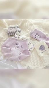 5 PCS Womens Cotton Panties Cute Rabbit Strawberry Print Breathable Mid-Rise Ladies Underwear Soft Comfortable Briefs Lingerie