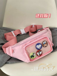 Japanese Style Ins Niche Style Transparent Bar Badge Chest Bag Animation Girl Doll Bag Cartoon Backpack Student Easiest for Match Crossbody Bag