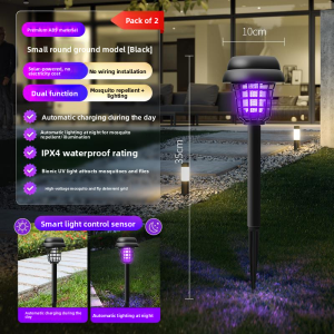 MONLEYTA | Solar Powered Mosquito Repellent Lamp Outdoor Garden Villa Park Lawn Pest Control Light Attract And Kill Mosquitoes