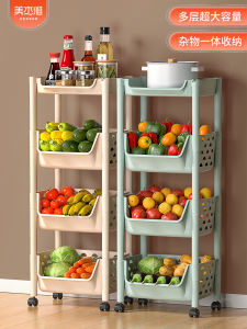 ตู้เก็บของหลายชั้นแบบเคลื่อนที่ รถเข็นใส่ของในครัว ชั้นวางของในห้องนอน เครื่องมือจัดระเบียบในครัว สไตล์เรโทร