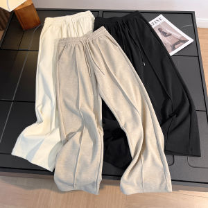 Slim Fit High Waist Comfortable Straight Leg Pants Asymmetric Design Wide Leg Trousers Soft Elastic Waist Ladies Fashion