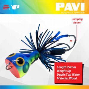 EXP Pavi Jump Frog Snakehead Fishing Lure Woodmade Umpan casting haruan toman katak tiruan umpan palsu lure bait