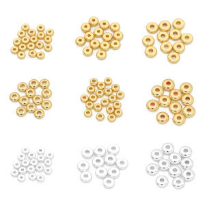 10pcs 14K/Silver Plated Brass Base Flat Round Space Beads for Bracelet Necklace DIY Jewelry Making Beads Findings