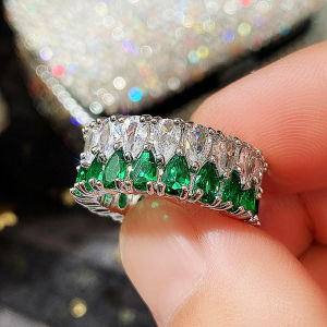 Huitan Luxury Promise Rings for Women Full AAA Water Drop Cubic Zirconia Bling Bling Wedding Accessories Fashion Design Jewelry