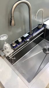 Chậu rửa bát 1 hố mạ nano đa năng có hiển thị nhiệt độ