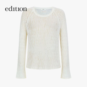edition | Floral Lace Roll Hem Loose Knitwear for Women