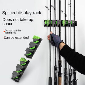 Wall mounted and 3M adhesive fishing rod rack vertical fishing rod display rack with 3 holes for splicing fishing gear