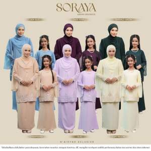 [NX] Baju Kurung SORAYA Sedondon Mak Anak / Baju Raya 2026 Sulam Lace Plain