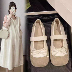 Maternity Slip-On Shoes Bean Bean Late Pregnancy Edema Special Shoes Anti-Slip Mary Jane Flat Womens Fashion Casual Flats