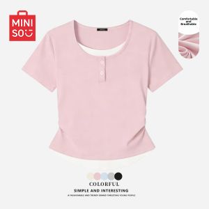 Miniso | U-neck Waist-accentuating Slimming T-shirt Womens Top