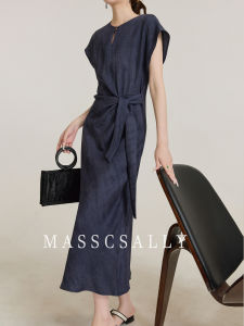MASSCSALLY | Elegant High Waist Tied Silk Dress Female