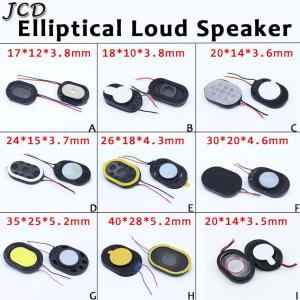 JCD 2pcs 1W 8ohm 24x15 20x14 40mm Oval Ellipse Speaker Loudspeaker Round Horn 2 Wires Line Cable DIY Repair Parts