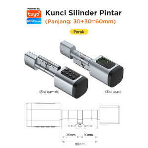5 In 1 Tuya Bluetooth Smart Cylinder Lock Fingerprint Password Kunci Pintu Silinder for Home Digital Smart Door Lock