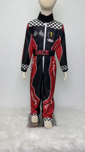 Car Racing Costume for Kids Boys Girl Racer Jumpsuit With Cap career Dress Up Halloween party