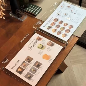 Acrylic Menu Holder Stand with Standoff Bolts | A5 A4 A3 Menu Display | Clear Acrylic Sign Holder