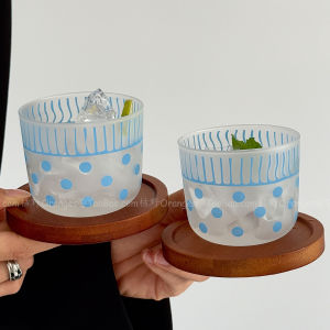 Heat Resistant Frosted Polka Dot Glass Cup Creative Japanese Style Beverage Coffee Juice Tea Drinking Glass Single Layer Borosilicate