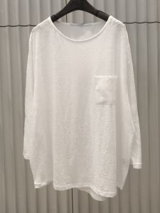 เสื้อยืดคอกลมแขนยาวทรงหลวมผ้าฝ้ายลายกระดูกไผ่สำหรับผู้หญิง ฤดูใบไม้ผลิและฤดูใบไม้ร่วง เสื้อชั้นในสีพื้นสไตล์เกาหลีใหม่