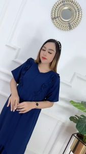 COD Daster Jumbo Crinkle Airflow Busui Resleting Depan Tali Belakang Rempel Bawah Devino Style